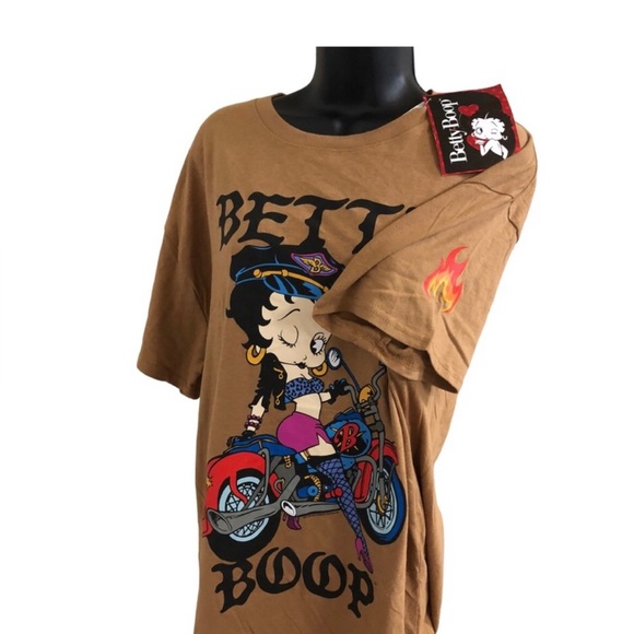 Betty Boop brown hot winking betty on motorcycle t-shirt size XL‎ new - Picture 3 of 9